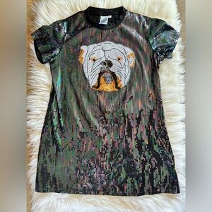 Queen of sparkles full sequin bulldog dress XS